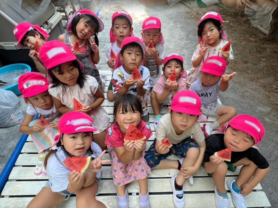 夏期保育deすいか割り